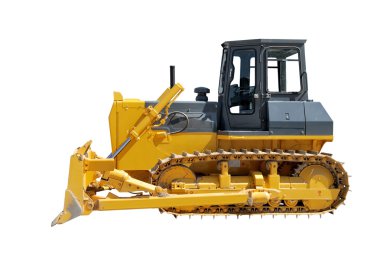 Side view of bulldozer on white clipart