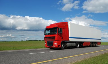 Red lorry with white trailer clipart