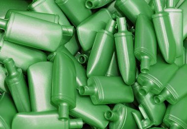 Heap of green plastic bottles clipart