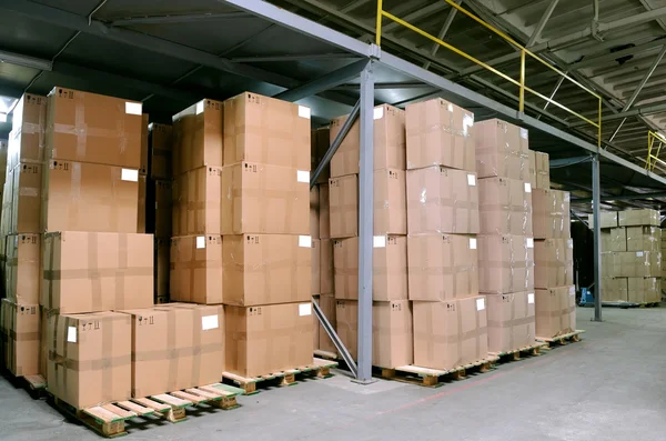 Catron boxes in warehouse — Stock Photo, Image