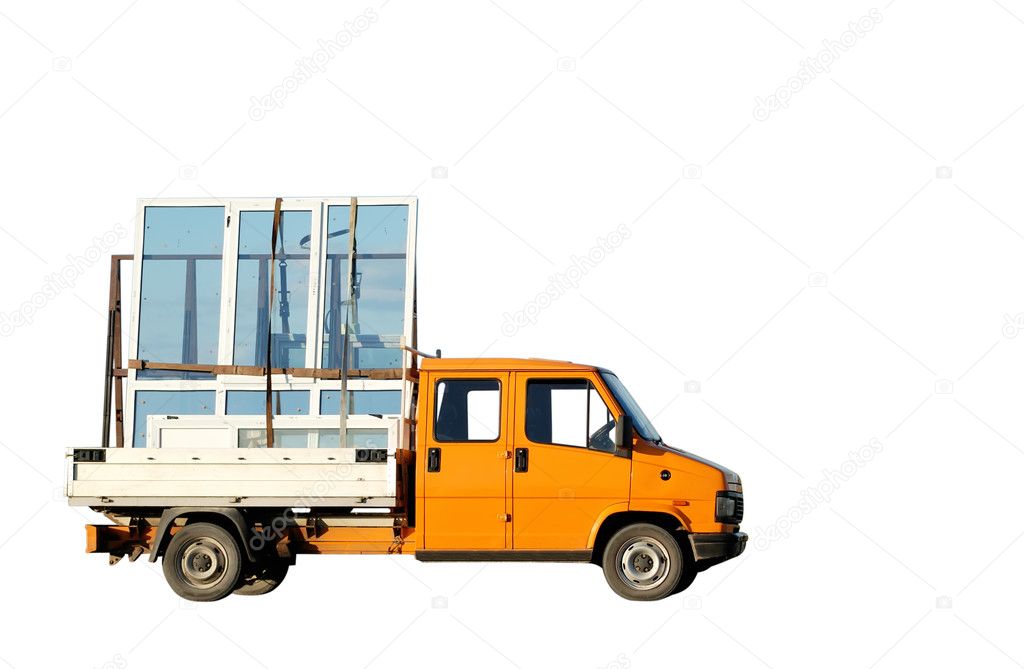 Truck delivering double-glazed winows