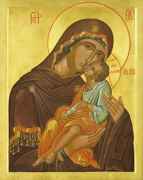 Icono de la Virgen Madre de Dios (María) y —  Fotos de Stock