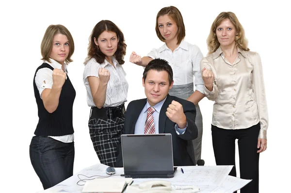 Business team shakes one`s fists — Stock Photo, Image