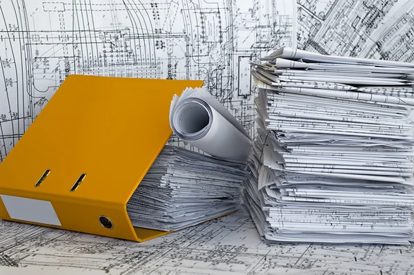 Heap of project drawings — Stock Photo, Image