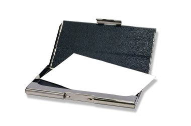 Metall bussines card holder is opened clipart