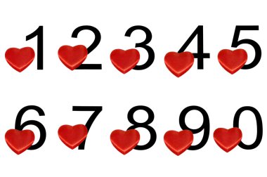 Arabic Numerals With Red Hearts clipart