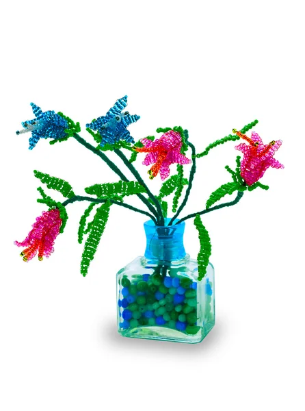 Florero con flores de perlas de vidrio — Foto de Stock
