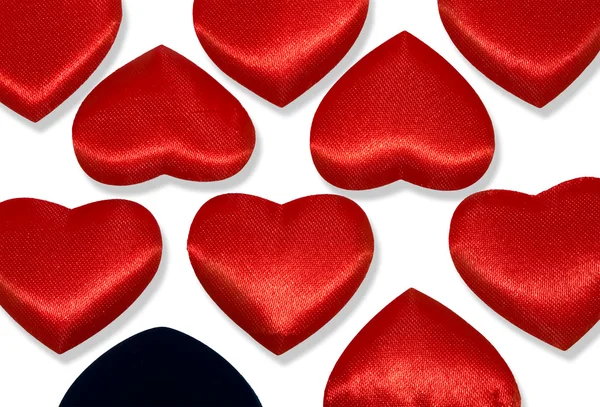 Red hearts and one black heart — Stock Photo, Image