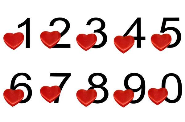 Stock image Arabic Numerals With Red Hearts