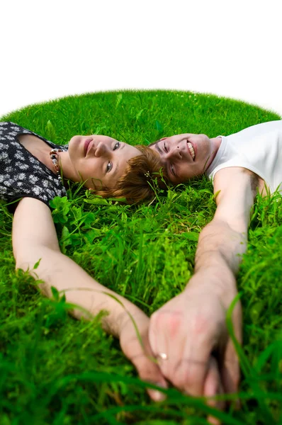 Teens on grass (fisheye) — Stock Photo, Image
