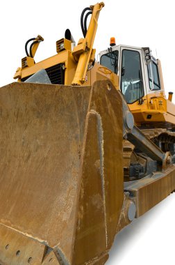 Yellow pushdozer with bulldozer blade clipart