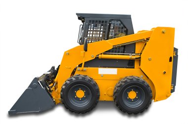 Orange mini wheel excavator clipart