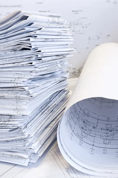 Stack of design drawings — Stock Photo, Image