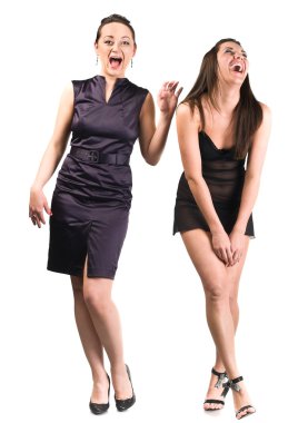 Two beautiful laughing women clipart