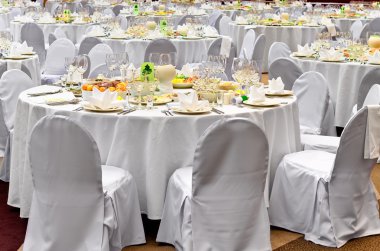 Wedding white reception place is ready clipart