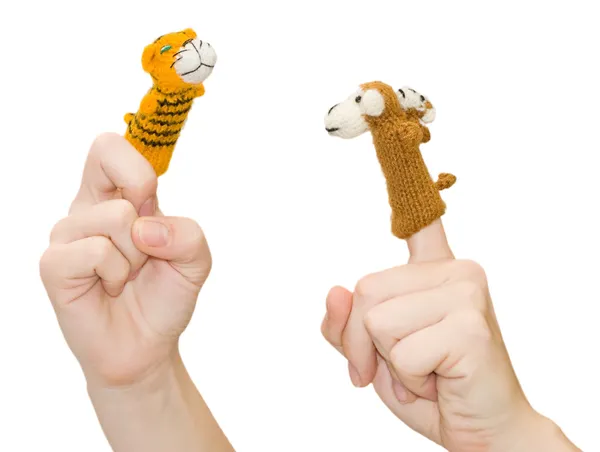 Finger-type theatre with tiger — Stock Photo, Image