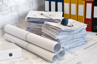 Heap of design and project drawings clipart