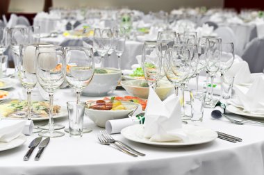 Formal dinner service as at a wedding clipart