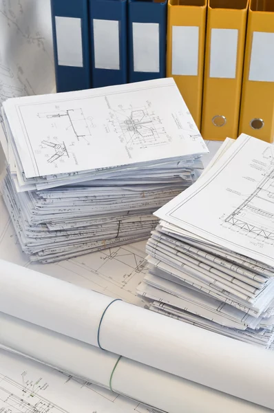 Heaps of design and project drawings — Stock Photo, Image