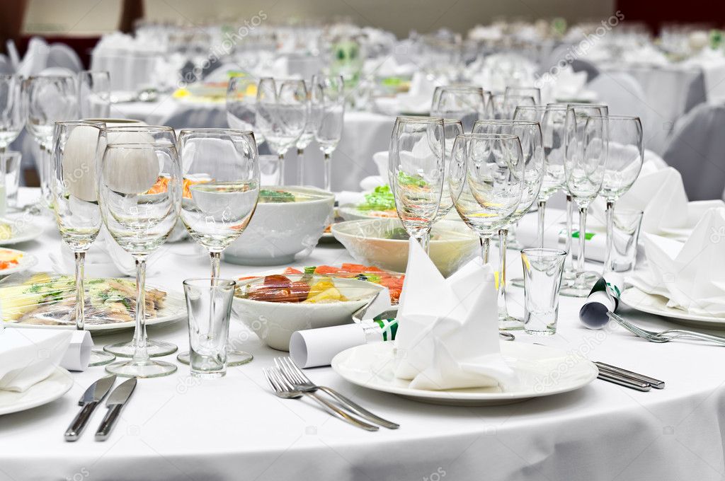 Formal dinner service as at a wedding