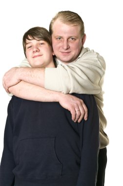 Father and adolescent son clipart