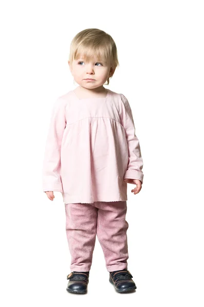 Criança pequena em roupas rosa — Fotografia de Stock