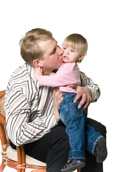 Πατέρας φιλιά ένα παιδί — Φωτογραφία Αρχείου