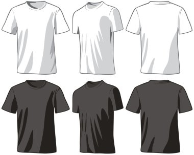 T-shirts front, half-turned and back. clipart