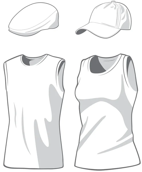 Рубашки и кепки. Векторная иллюстрация — стоковый вектор