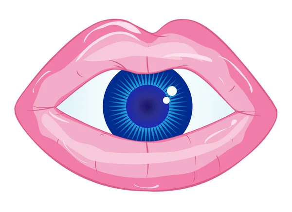 Labbra femminili e pupilla oculare — Vettoriale Stock