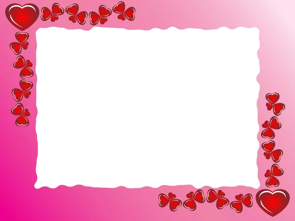 Coeurs cadre avec feuille un carnet — Image vectorielle