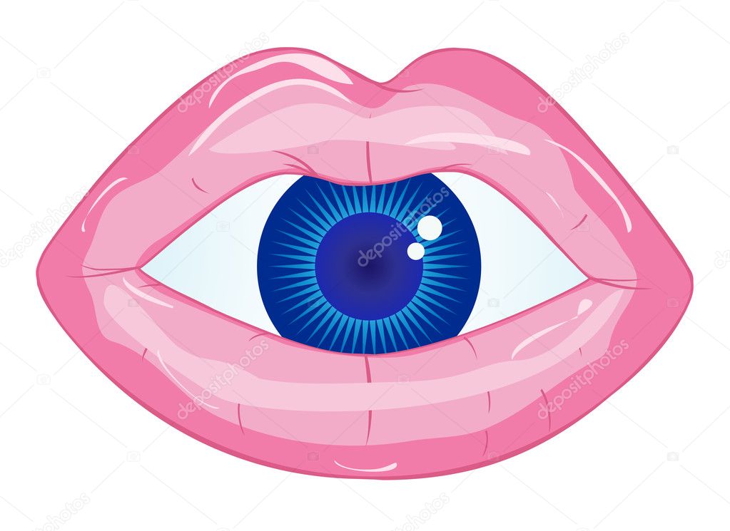 Female lips and eye pupil