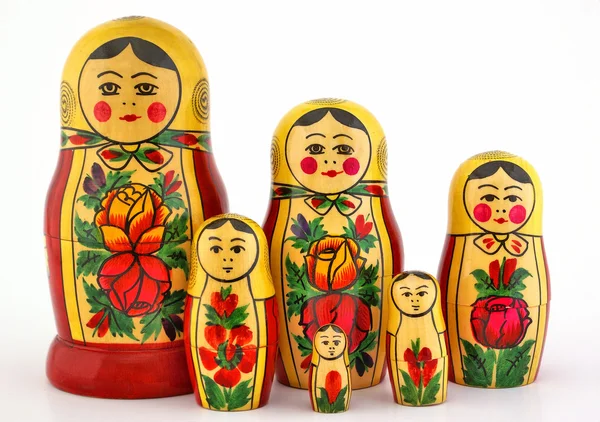 stock image Matreshka 6 dolls on white background