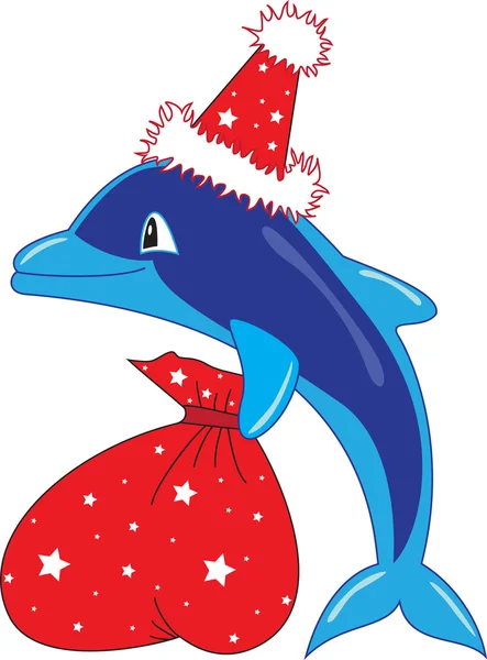 Delfín de Navidad — Archivo Imágenes Vectoriales