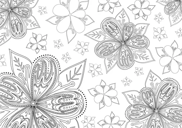 B & w fond floral — Image vectorielle