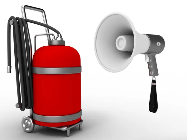 Megaphone and gas cylinder — Stock Photo, Image