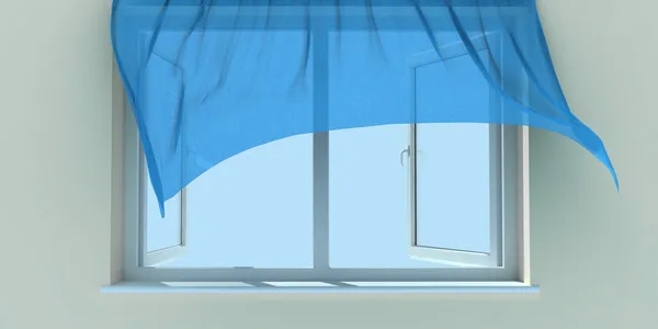 Fenster und Vorhang — Stockfoto