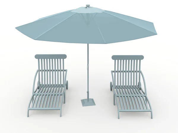 Скамейка и зонтик — стоковое фото