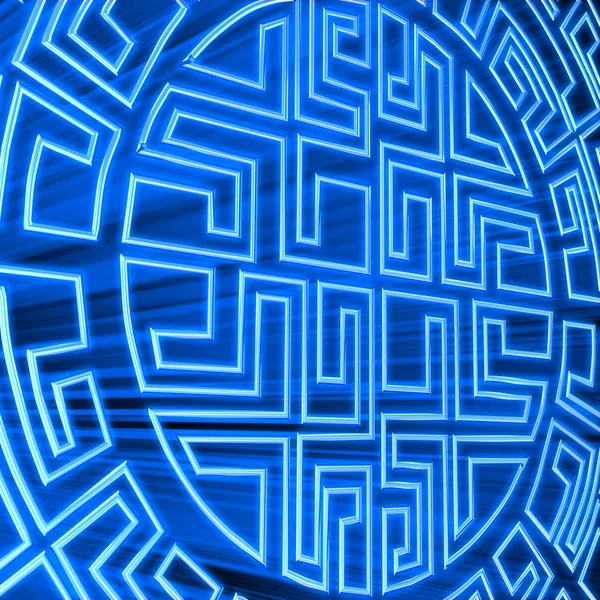 Niebieski okrągły labirynt — Zdjęcie stockowe