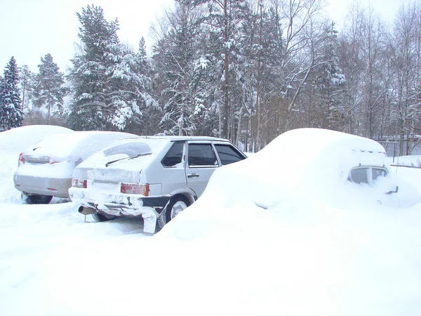 積雪の車 — ストック写真