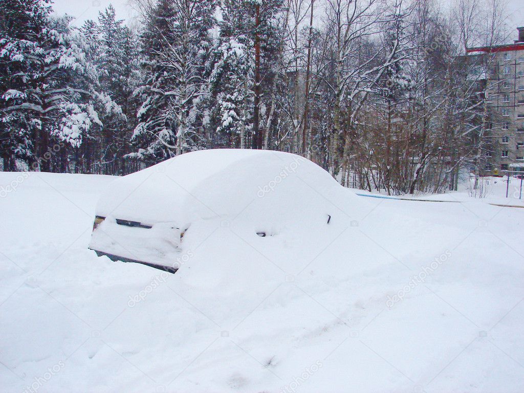 Snowbound car