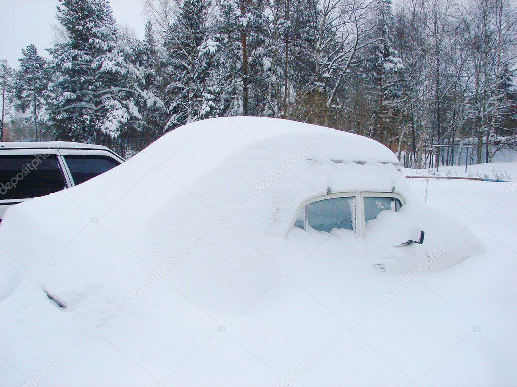 Snowbound car