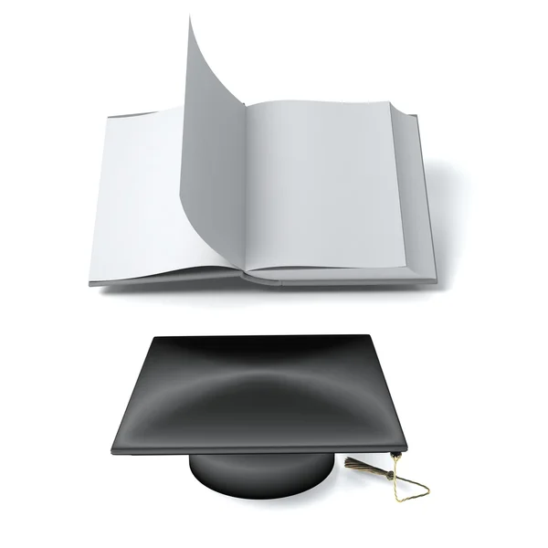 Öppen bok och hatt — Stockfoto