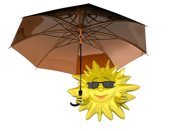 傘と漫画の太陽 — ストック写真