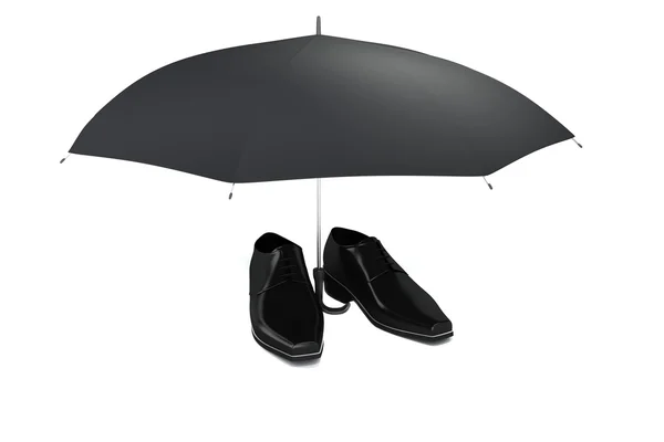 Herrenschuhe und Regenschirm — Stockfoto