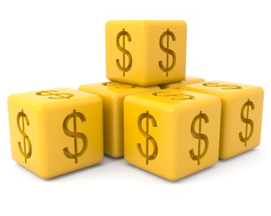Yellow cubes with dollar sign clipart