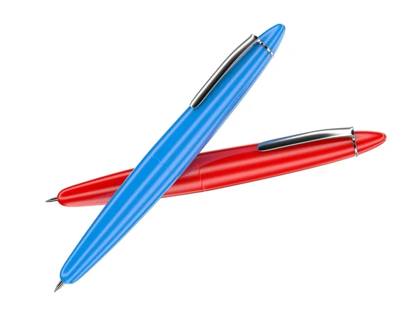 Red and blue ballpoint pens — Stock Photo, Image