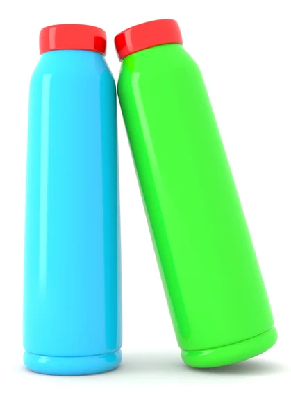 Dwie butelki z tworzyw sztucznych — Zdjęcie stockowe