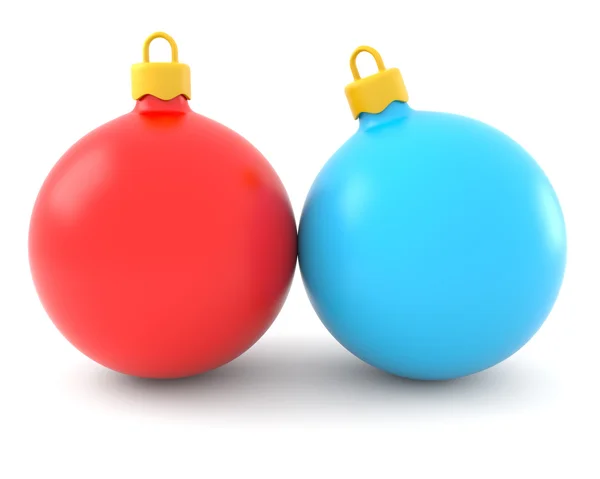 Κόκκινο και μπλε μπάλες Χριστούγεννα — Φωτογραφία Αρχείου