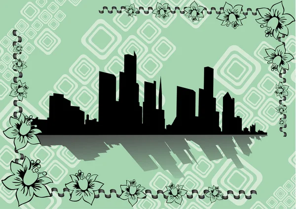 Stad op groene achtergrond — Stockfoto